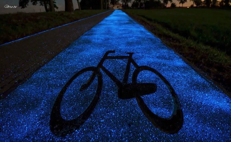 В Польше придумали светящиеся велодорожки, которые заряжаются от солнца